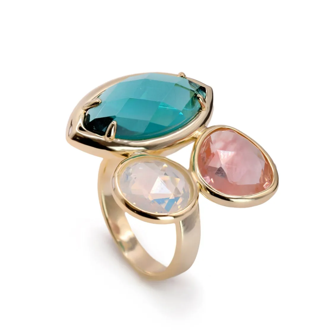 Anillos Con Piedras | Anillos Grandes | LINEARGENT Anillos con piedras talla marquesa tono turquesa