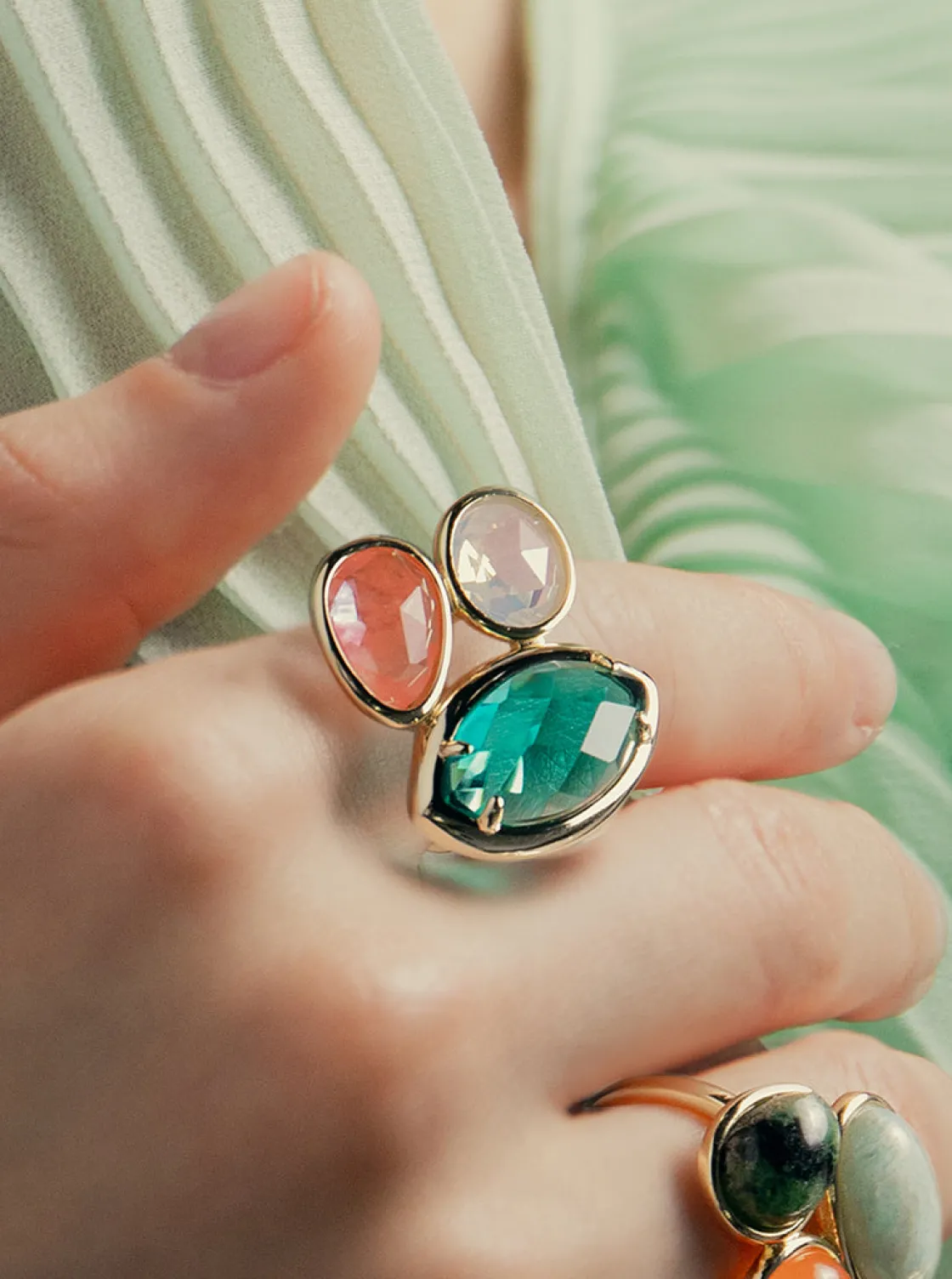 Anillos Con Piedras | Anillos Grandes | LINEARGENT Anillos con piedras talla marquesa tono turquesa