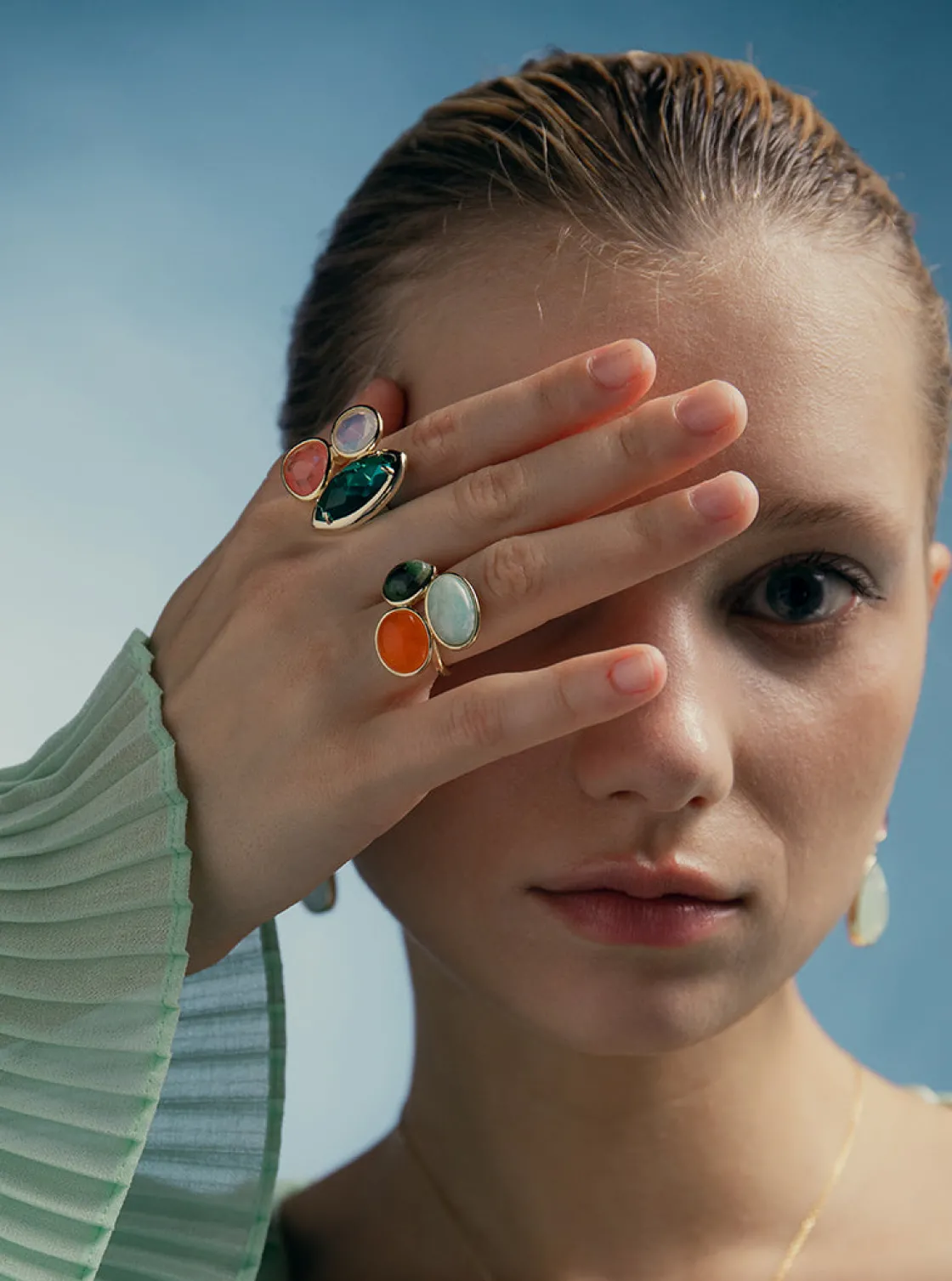 Anillos Con Piedras | Anillos Grandes | LINEARGENT Anillos con piedras talla marquesa tono turquesa