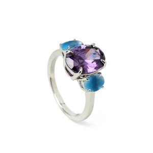Anillos Especiales | Anillos Con Piedras | LINEARGENT Anillos con piedras talla oval tono amatista