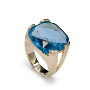 Anillos Con Piedras | Anillos Grandes | LINEARGENT Anillos con piedras talla radiante tono amazonita