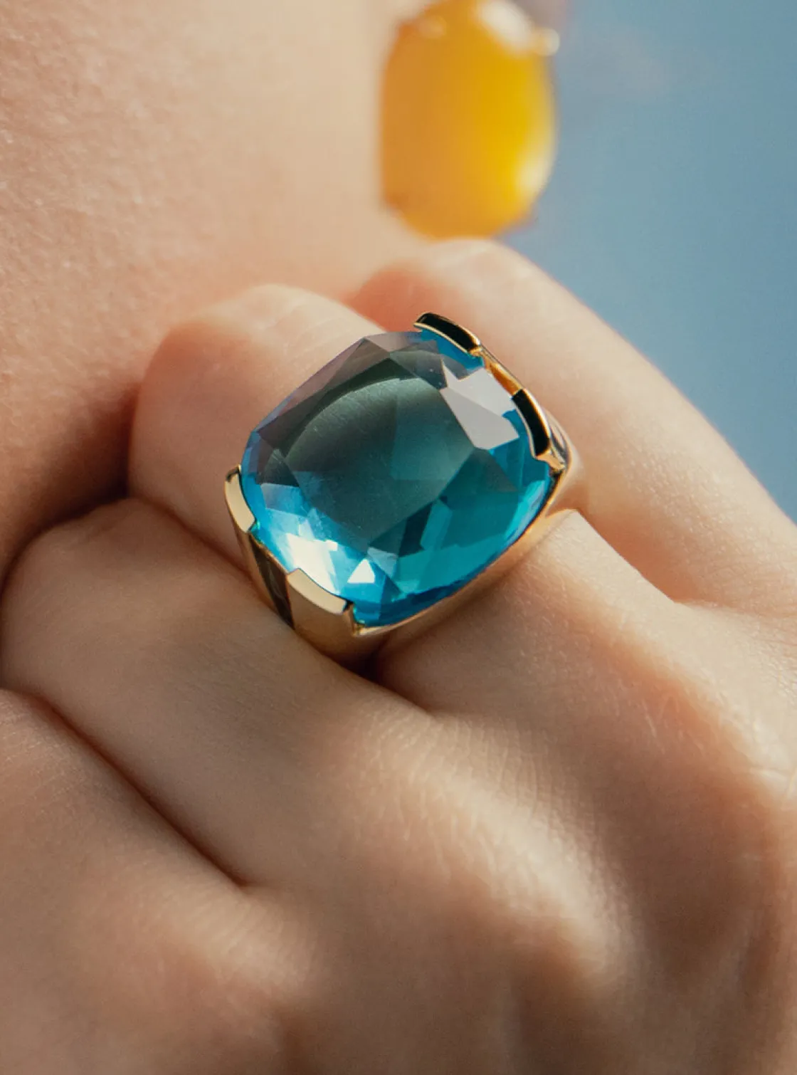 Anillos Con Piedras | Anillos Grandes | LINEARGENT Anillos con piedras talla radiante tono amazonita