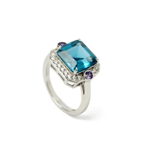 Anillos Especiales | Anillos Con Piedras | LINEARGENT Anillos con piedras tono aguamarina y amatista