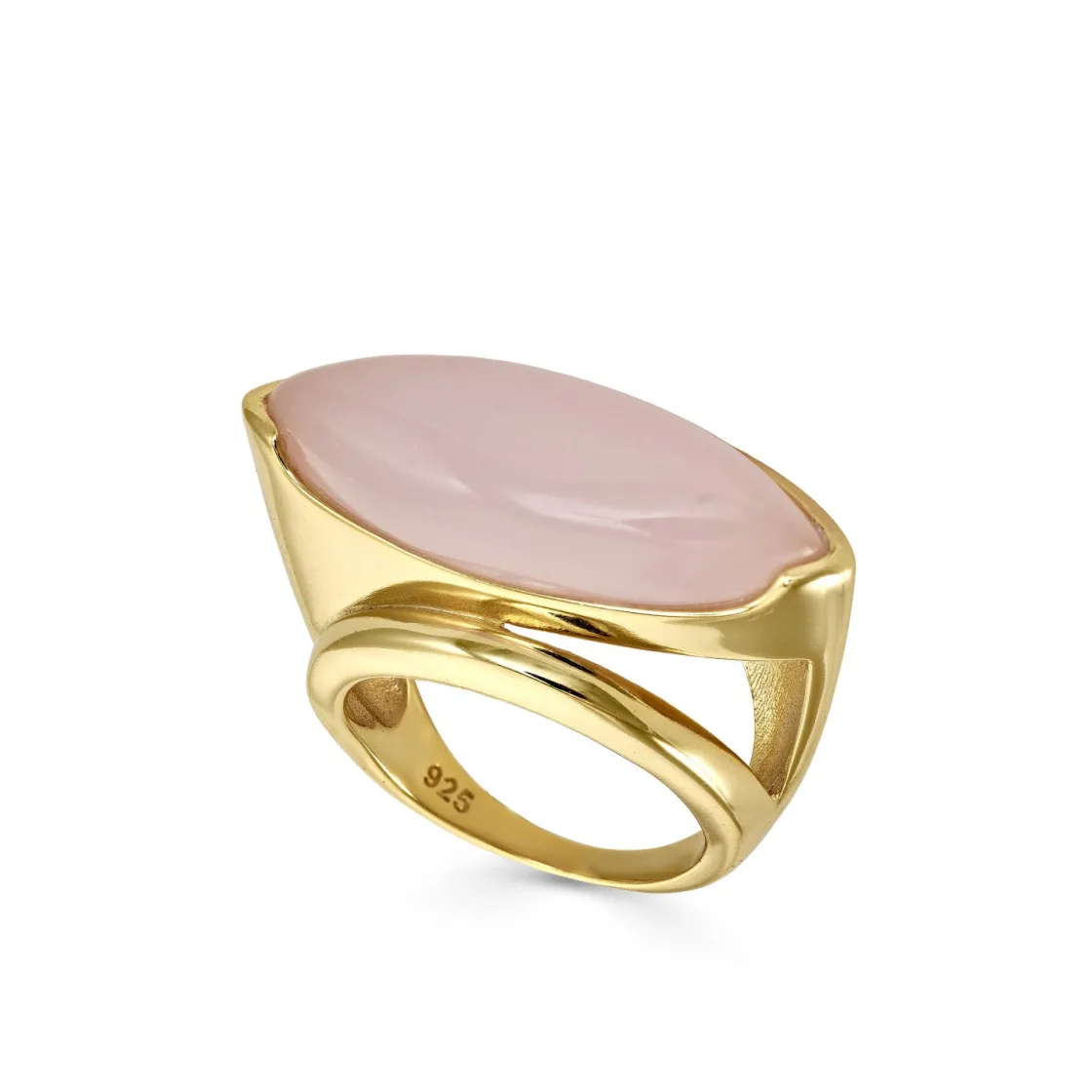Anillos Dorados | Anillos Con Piedras | LINEARGENT Anillos con piedras tono cuarzo rosa de plata dorada
