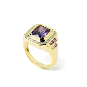 Anillos Con Piedras | LINEARGENT Anillos con piedras tono púrpura en talla radiante