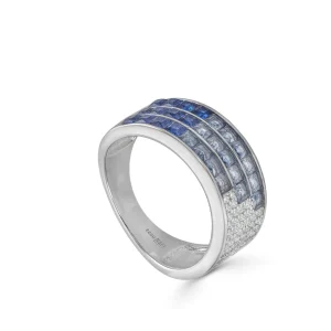 Anillos Con Piedras | LINEARGENT Anillos con piedras triple raíl tonos azules