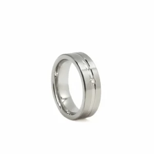 Anillos De Compromiso | LINEARGENT Anillos de compromiso diseño grueso carril central con circonita