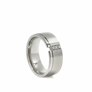 Anillos De Compromiso | LINEARGENT Anillos de compromiso diseño grueso con tres circonitas