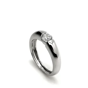 Anillos De Compromiso | LINEARGENT Anillos de compromiso diseño liso con cuarzo adamantino