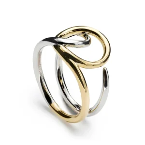 Anillos Dorados | Anillos Bicolor | LINEARGENT Anillos de diseño abierto doble carril bicolor