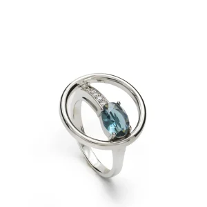 Anillos Especiales | Anillos De Diseño | LINEARGENT Anillos de diseño circular con gema en tono azul