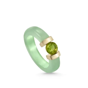 Anillos De Diseño | LINEARGENT Anillos de diseño con detalle central de gema verde