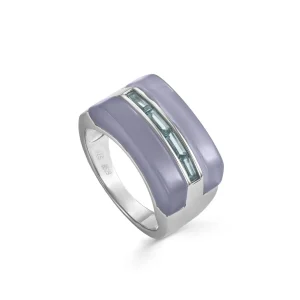 Anillos De Diseño | Anillos Grandes | LINEARGENT Anillos de diseño con resina y gemas lilas