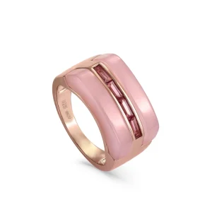 Anillos De Diseño | Anillos Grandes | LINEARGENT Anillos de diseño con resina y gemas rosas