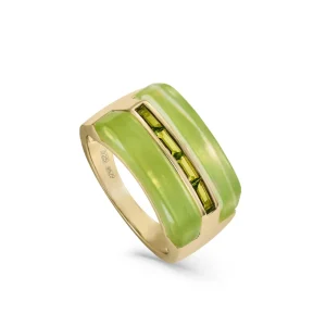 Anillos De Diseño | Anillos Grandes | LINEARGENT Anillos de diseño con resina y gemas verdes