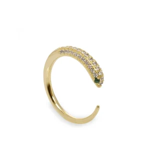 Anillos Dorados | Anillos Pequeños | LINEARGENT Anillos de diseño cuerpo de serpiente abierto con circonitas