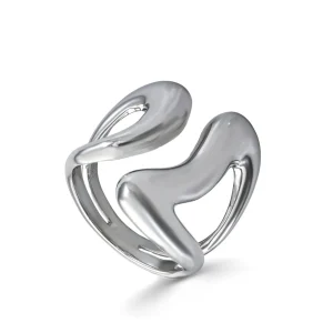 Anillos De Diseño | Anillos Grandes | LINEARGENT Anillos de diseño de plata contorno curvilíneo