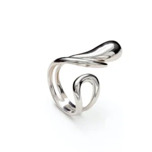 Anillos De Diseño | Anillos Grandes | LINEARGENT Anillos de diseño de plata motivo lágrima líquido