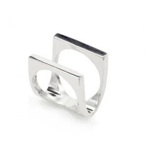 Anillos De Diseño | Anillos Grandes | LINEARGENT Anillos de diseño doble cuadrado y liso