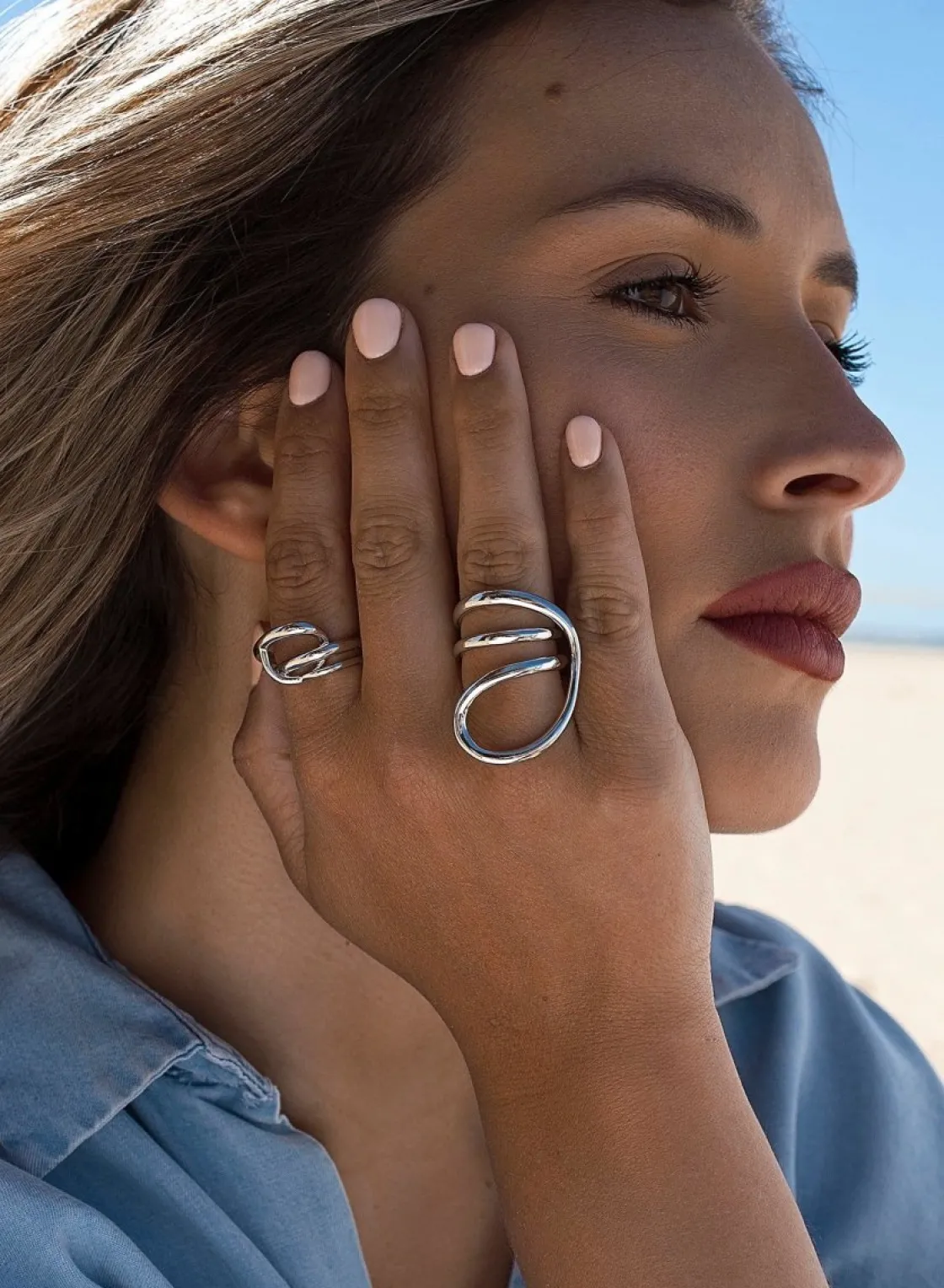 Anillos De Diseño | LINEARGENT Anillos de diseño enredado con círculo central