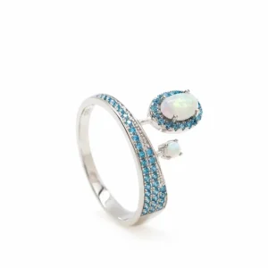 Anillos Con Piedras | LINEARGENT Anillos de diseño irregular con gemas y circonitas azules