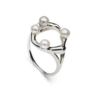 Anillos Con Perlas | LINEARGENT Anillos de diseño irregular con mini perlas