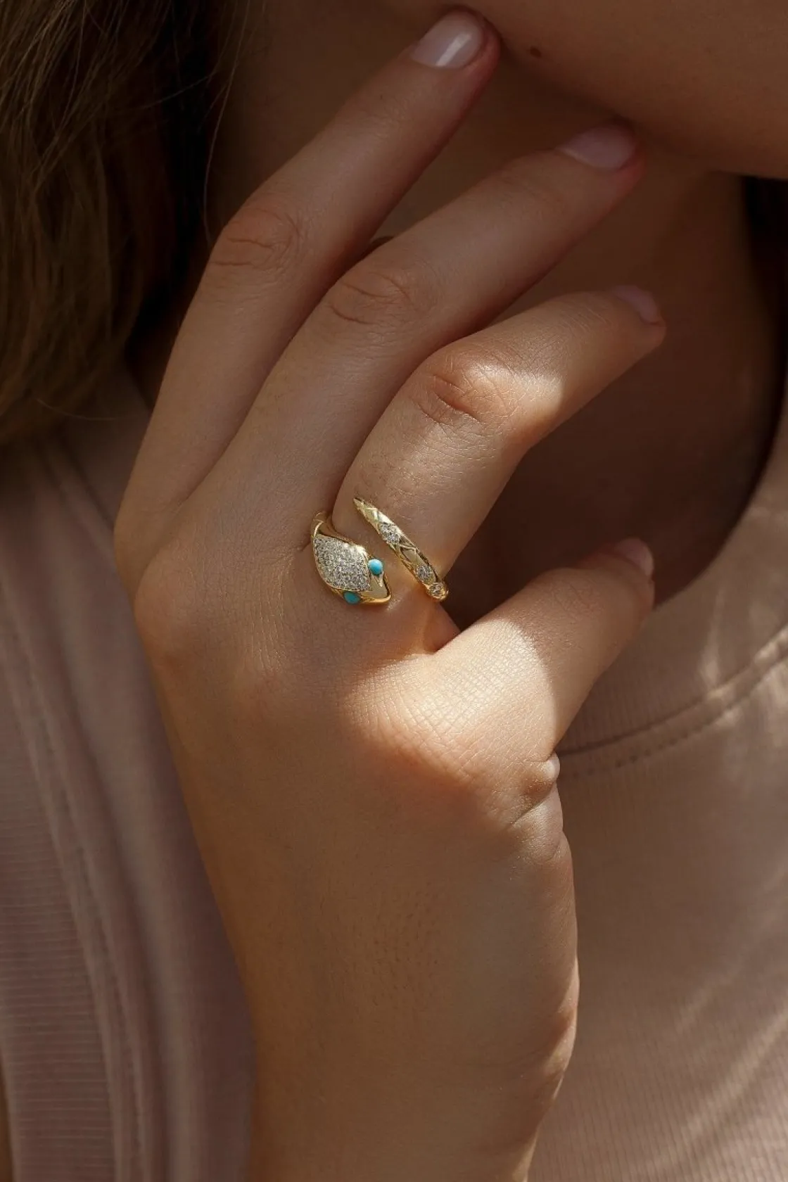 Anillos De Diseño | LINEARGENT Anillos de diseño motivo de serpiente entrelazada y circonitas