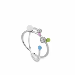 Anillos Pequeños | Anillos De Diseño | LINEARGENT Anillos de diseño multiples railes con esmalte y circonita