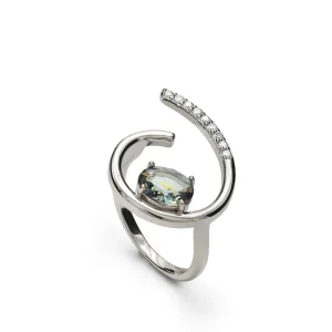 Anillos Especiales | Anillos De Diseño | LINEARGENT Anillos de diseño semiabierto con gema central y circonitas