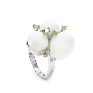 Anillos Con Piedras | LINEARGENT Anillos de diseño triple burbuja en tono blanco con circonitas