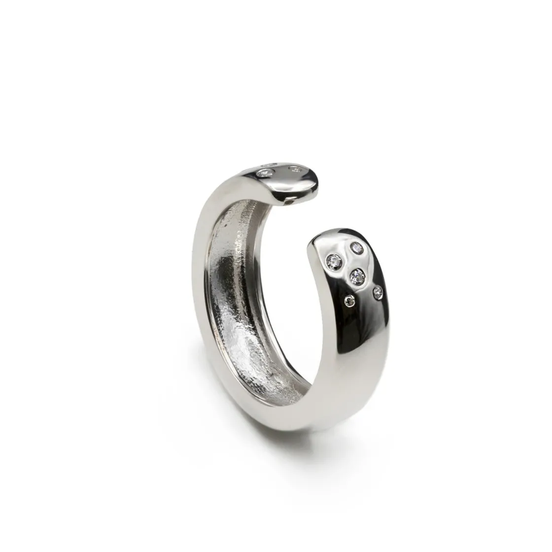 Anillos Circonitas | LINEARGENT Anillos de plata diseño abierto con detalle circonitas