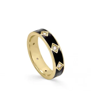 Anillos Anchos | LINEARGENT Anillos de plata diseño plano esmalte negro