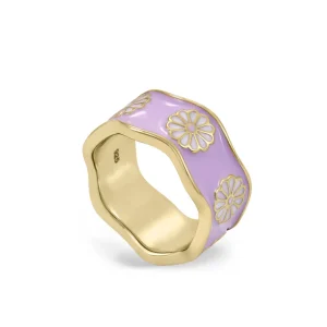 Anillos Anchos | LINEARGENT Anillos esmalte en plata diseño hippie violeta