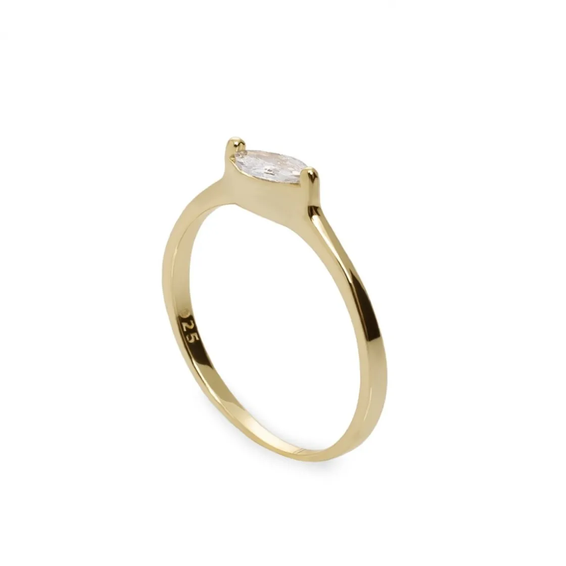 Anillos Dorados | Anillos Pequeños | LINEARGENT Anillos finos de cuarzo adamantino talla marquesa