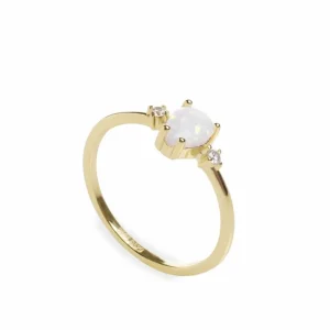 Anillos Especiales | Anillos Dorados | LINEARGENT Anillos finos de plata bañado en oro diseño opalo