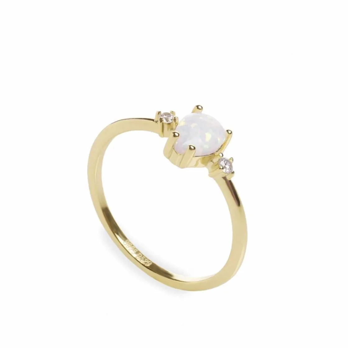 Anillos Especiales | Anillos Dorados | LINEARGENT Anillos finos de plata bañado en oro diseño opalo