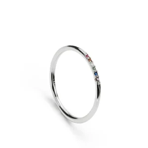 Anillos Pequeños | Anillos Finos | LINEARGENT Anillos finos de plata con circonitas multicolor