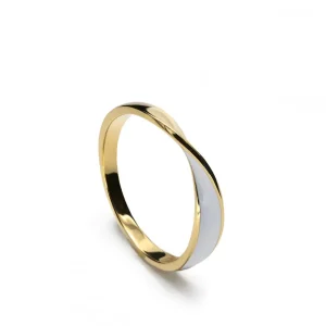 Anillos Pequeños | Anillos De Diseño | LINEARGENT Anillos finos de plata diseño irregular esmalte blanco