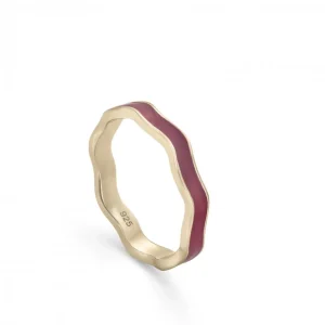 Anillos Pequeños | Anillos Finos | LINEARGENT Anillos finos de plata esmalte rojo diseño curvilíneo