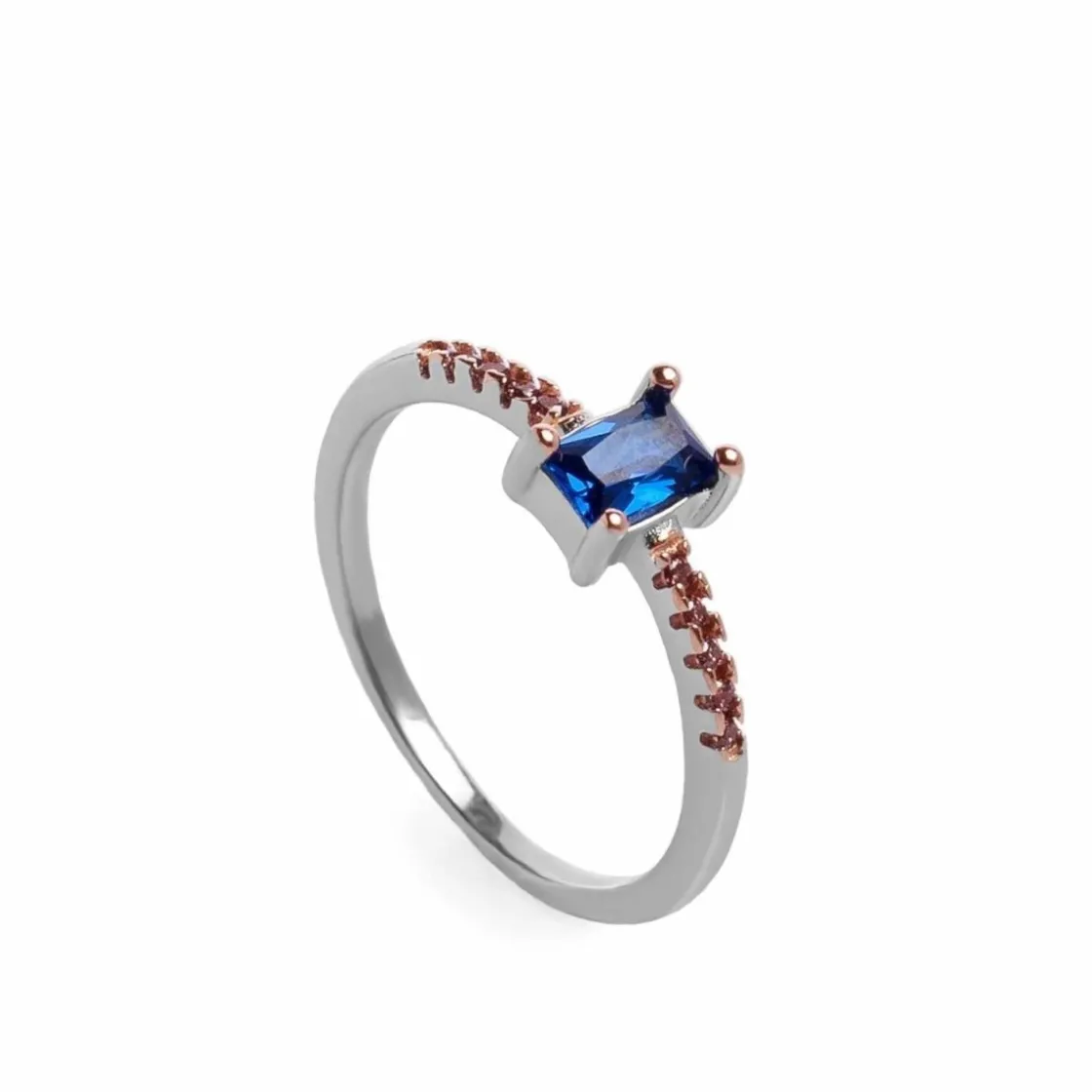 Anillos Pequeños | Anillos Con Piedras | LINEARGENT Anillos finos diseño central rectangular tono azurita