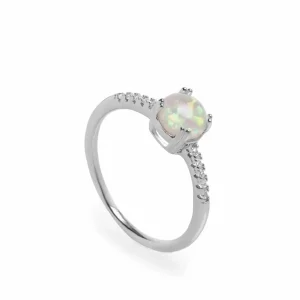 Anillos Pequeños | Anillos Finos | LINEARGENT Anillos finos diseño circular estilo ópalo con circonitas