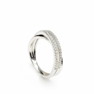 Anillos Finos | Anillos Circonitas | LINEARGENT Anillos finos diseño cruzado con engaste de circonitas