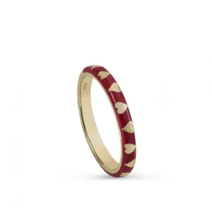 Anillos Pequeños | Anillos Finos | LINEARGENT Anillos finos diseño de corazón con esmalte rojo