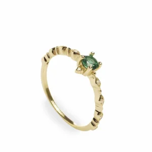 Anillos Pequeños | Anillos Finos | LINEARGENT Anillos finos diseño de cuarzo adamantino en tono verde
