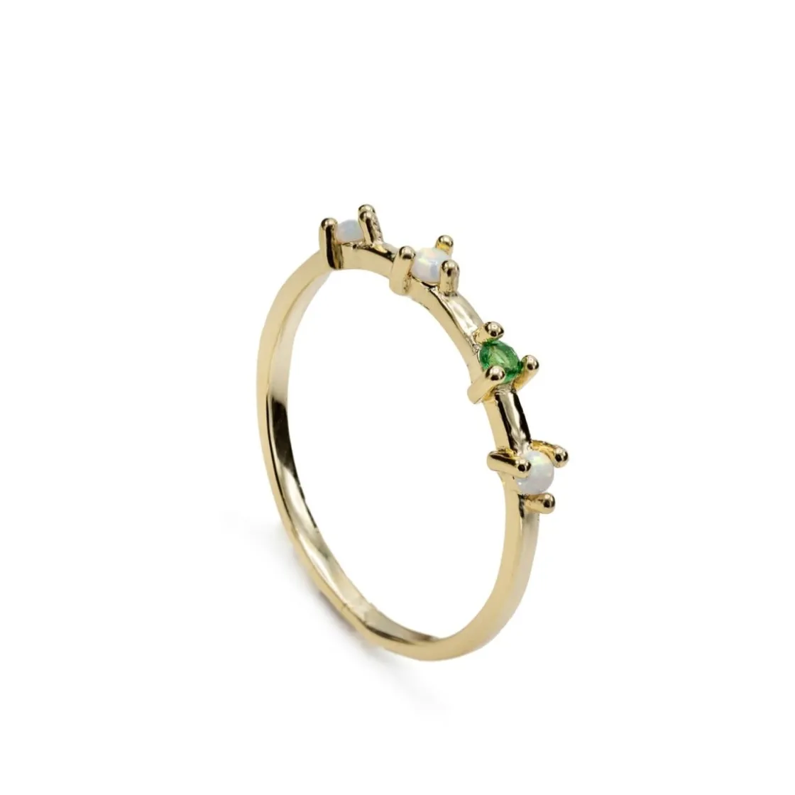 Anillos Dorados | Anillos Pequeños | LINEARGENT Anillos finos diseño de cuarzos adamantinos multicolores