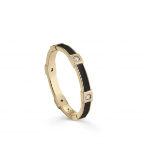 Anillos Pequeños | Anillos Finos | LINEARGENT Anillos finos esmalte en plata diseño escalonado negro