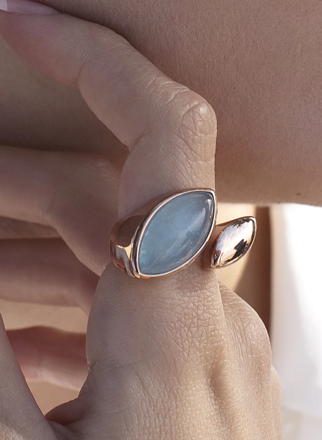 Anillos Con Piedras | LINEARGENT Anillos grandes con piedras naturales diseño abierto