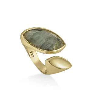 Anillos Dorados | Anillos Con Piedras | LINEARGENT Anillos grandes con piedras semipreciosas diseño abierto