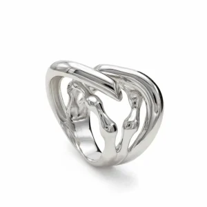 Anillos De Diseño | LINEARGENT Anillos grandes de plata diseño líquido irregular