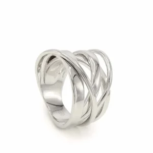 Anillos Especiales | Anillos Grandes | LINEARGENT Anillos grandes de plata irregular entrelazado